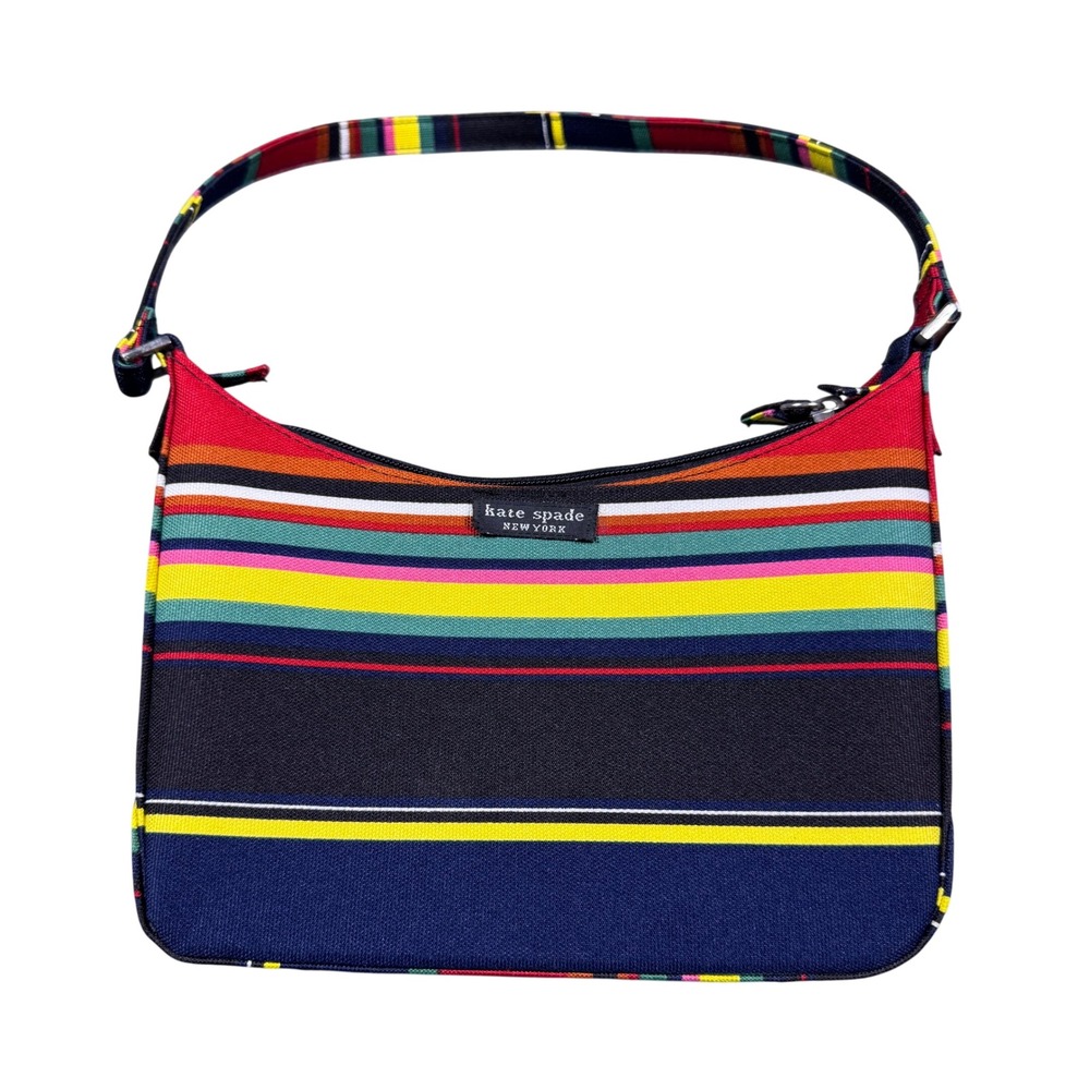 Kate‎ Spade New York Multi Color Striped Canvas Shoulder Bag Purse Handbag